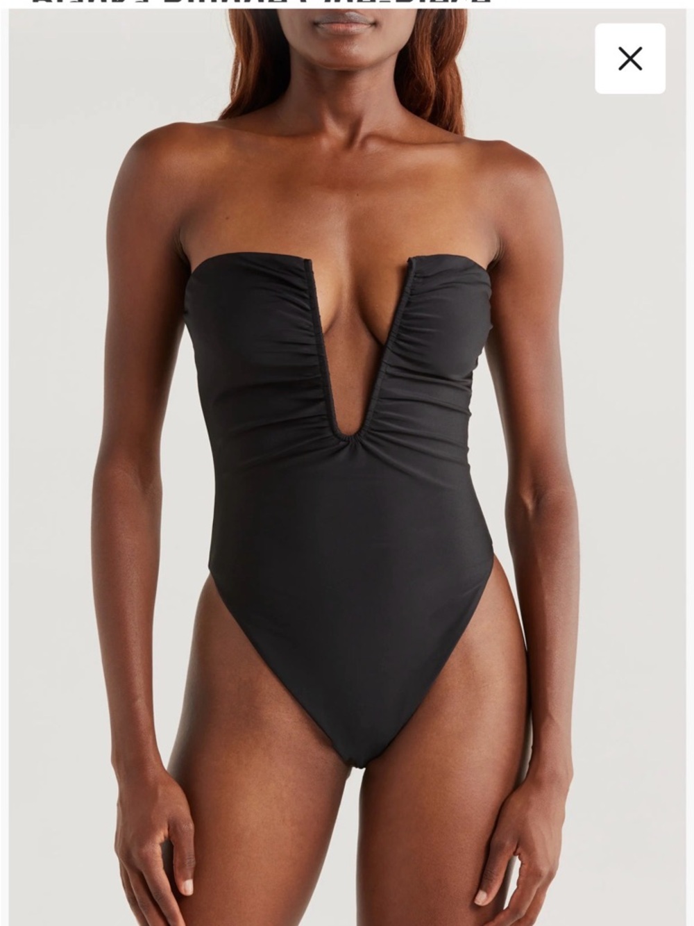 Ramy Brook Black Strapless Bianka Plunge One-Piece Swimsuit small NWOT